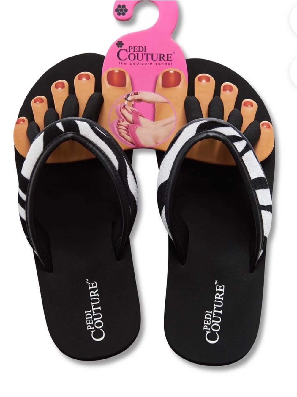 *New* Pedi Couture Black & White Striped Pedicure Sandals